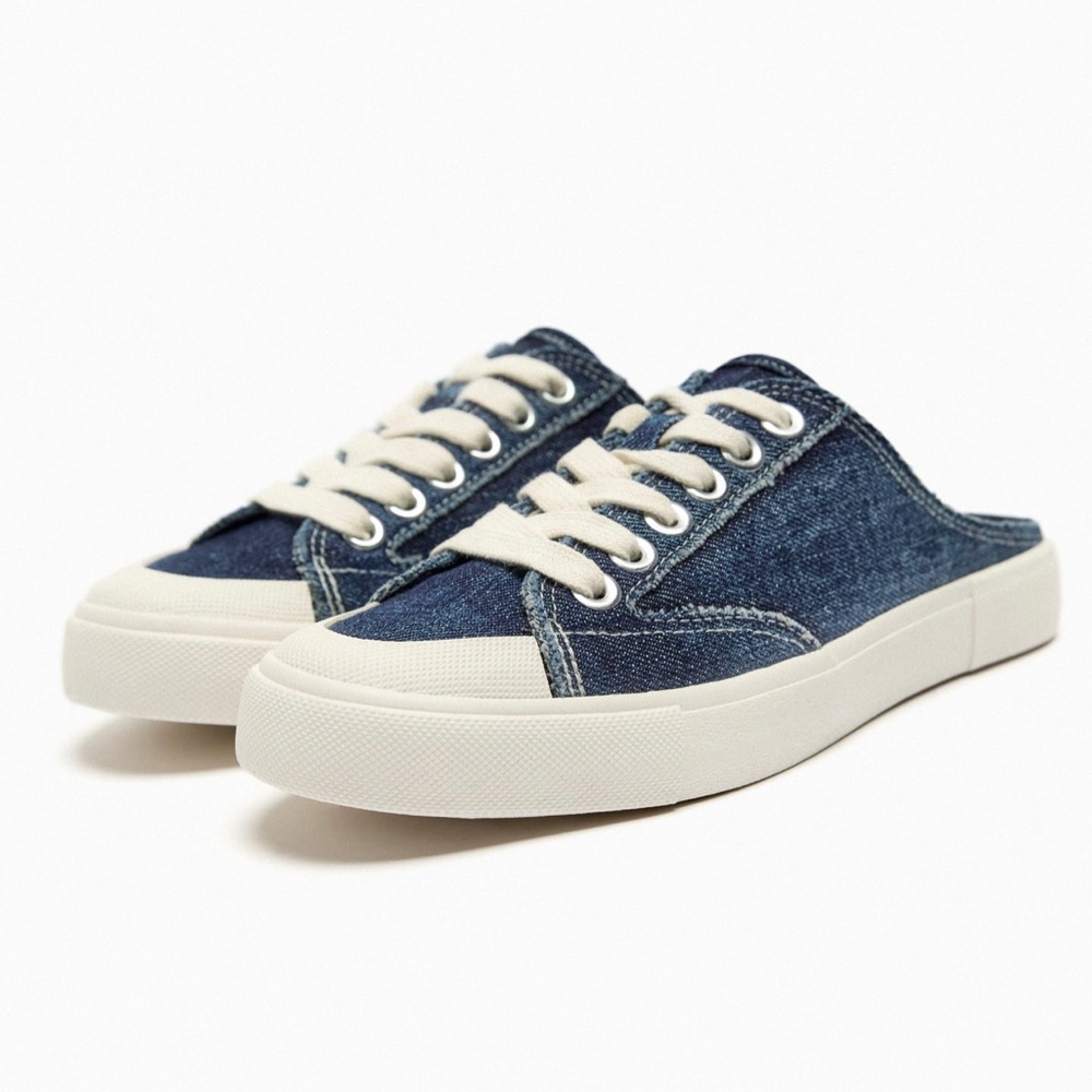 Denim open back sneaker